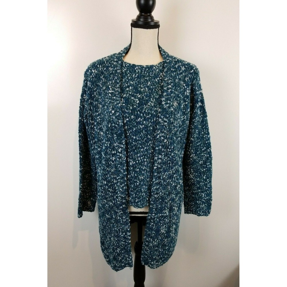 Dialogue 2 Piece Women Sweater / Open Cardigan Set Blue Multi-Colored Sz S
